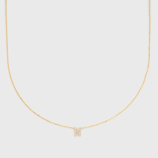 14k diamond initial necklace