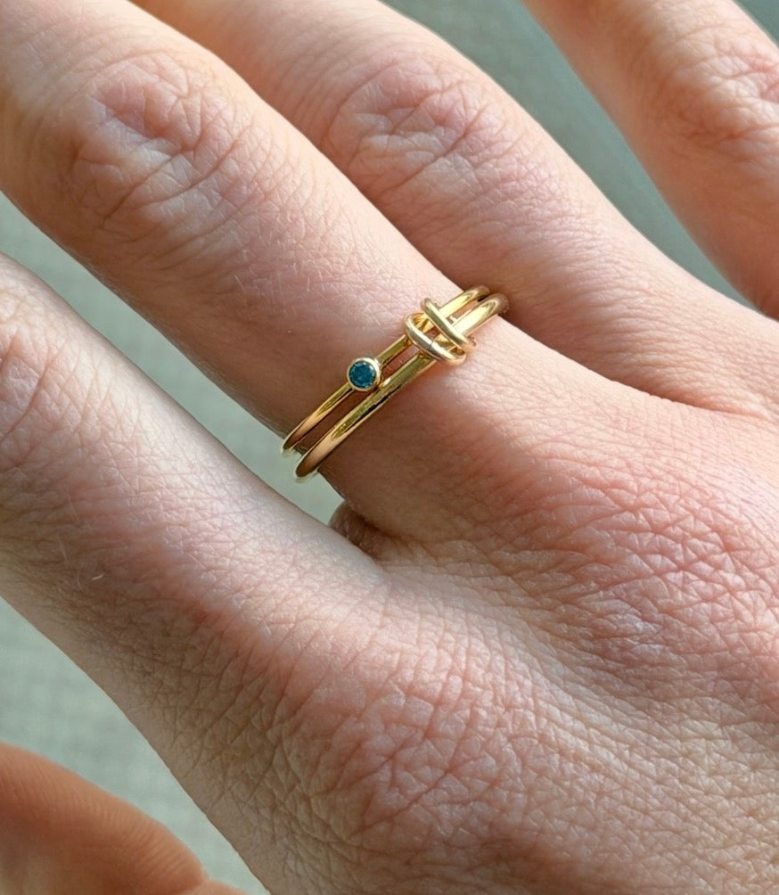 september birthstone linked ring