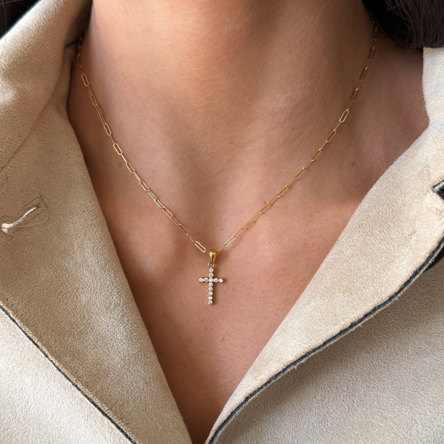 bezel cross necklace