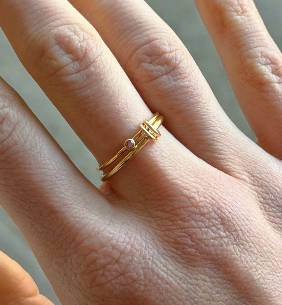 february birthstone linked ring