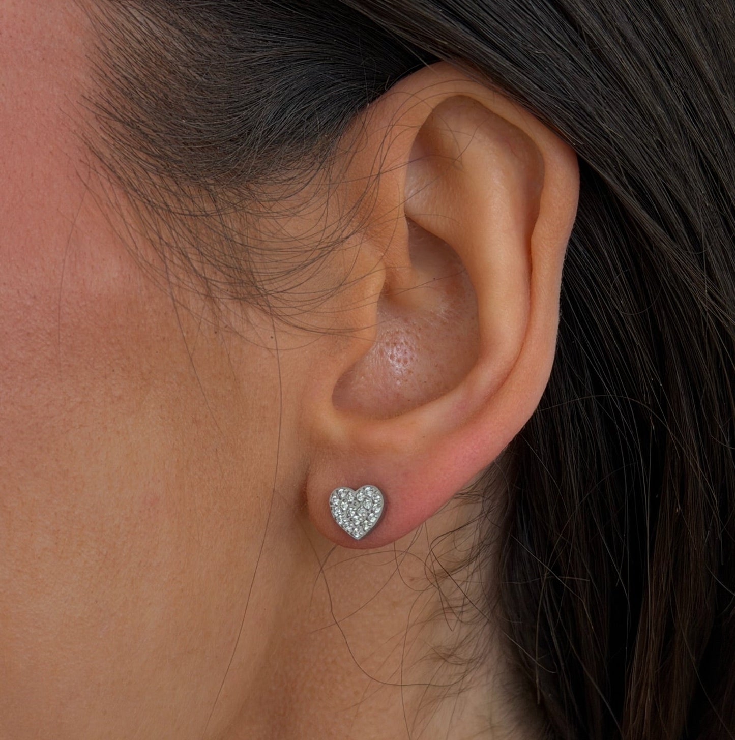 pavé heart studs (silver)