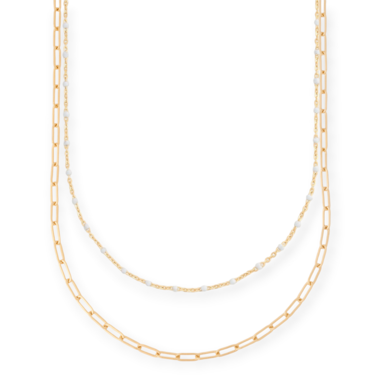 white daisy + paperclip necklace layering set