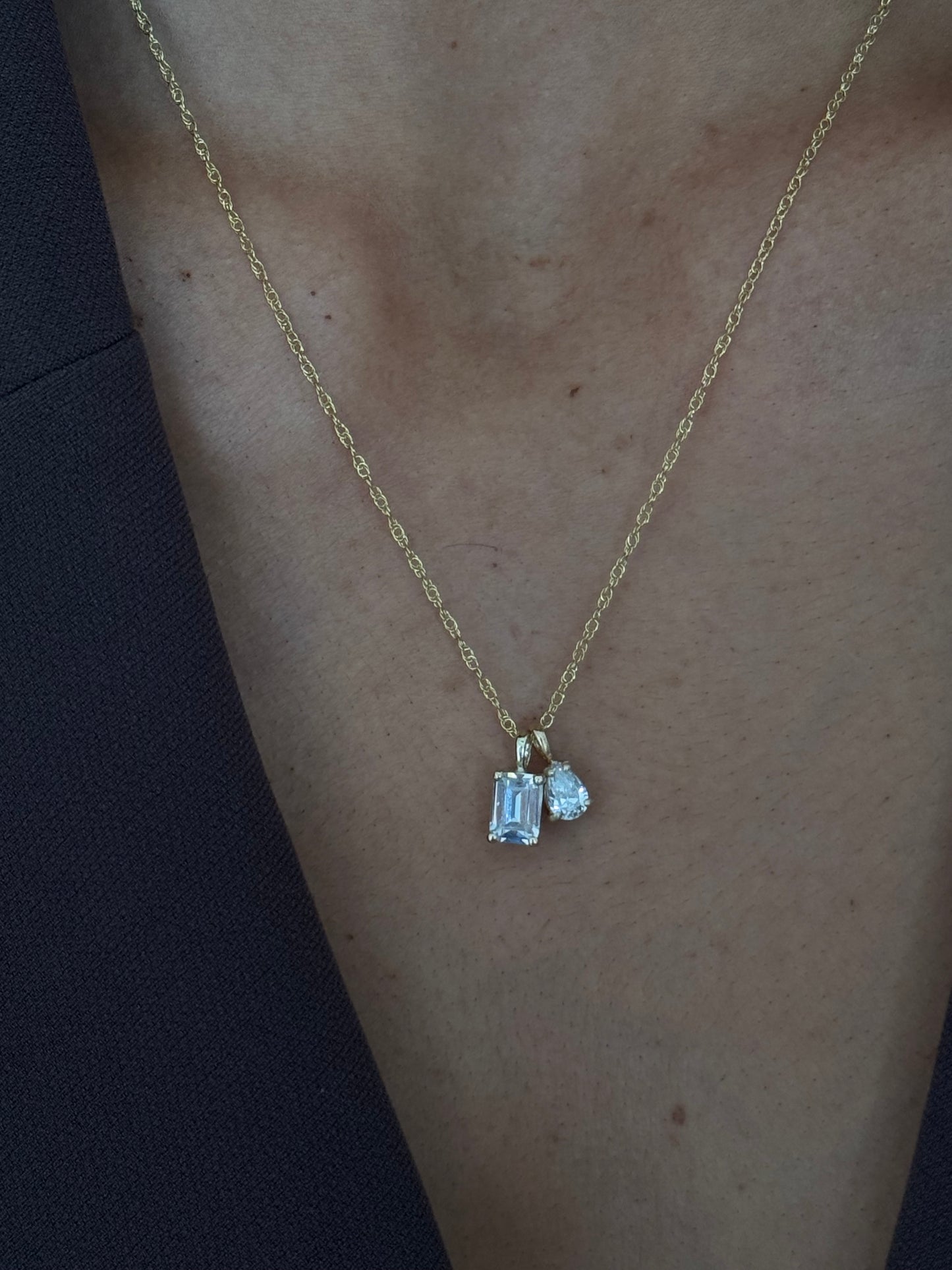 14k two stone necklace