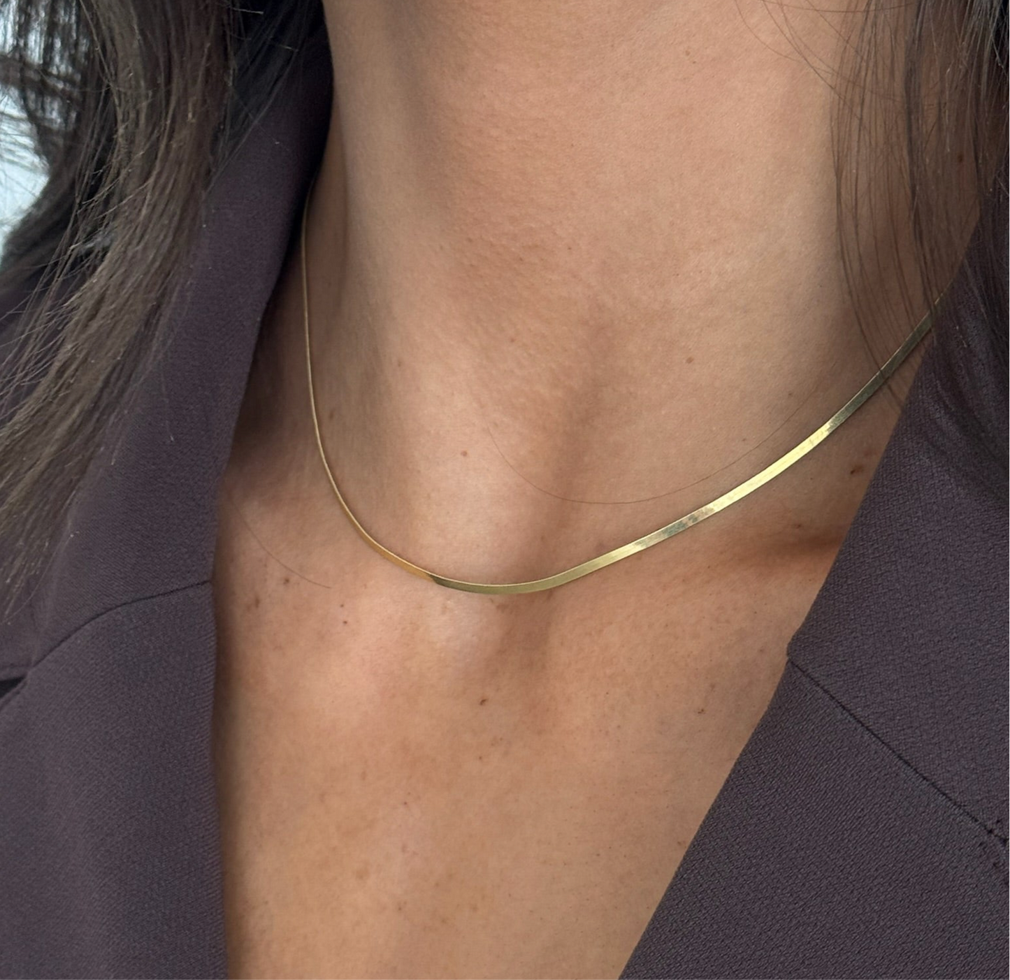 14k dainty herringbone necklace