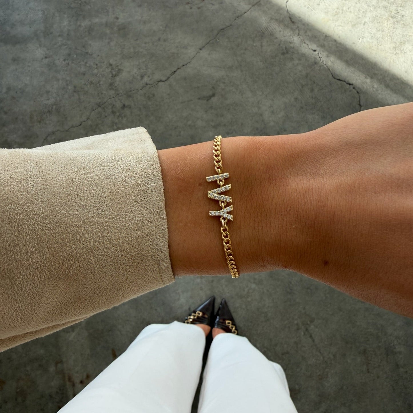 pavé name bracelet
