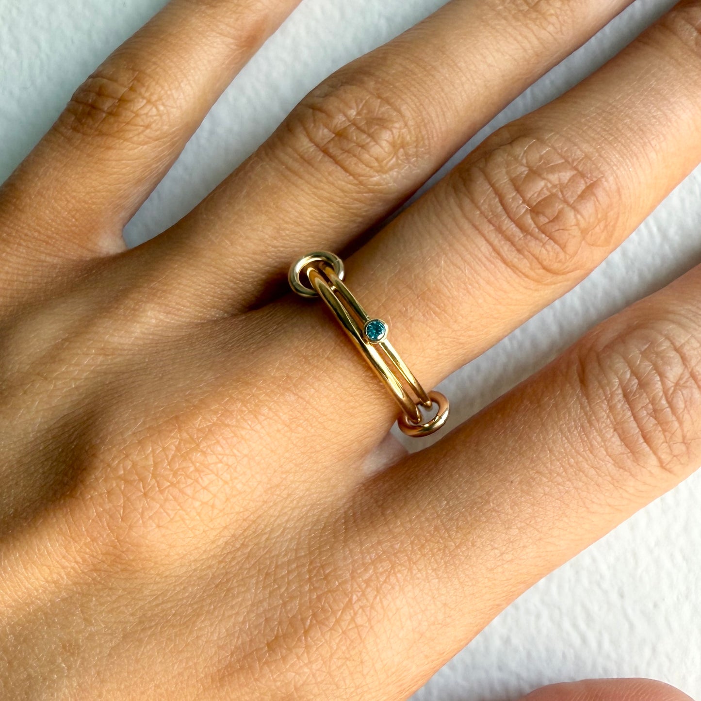 september birthstone linked ring