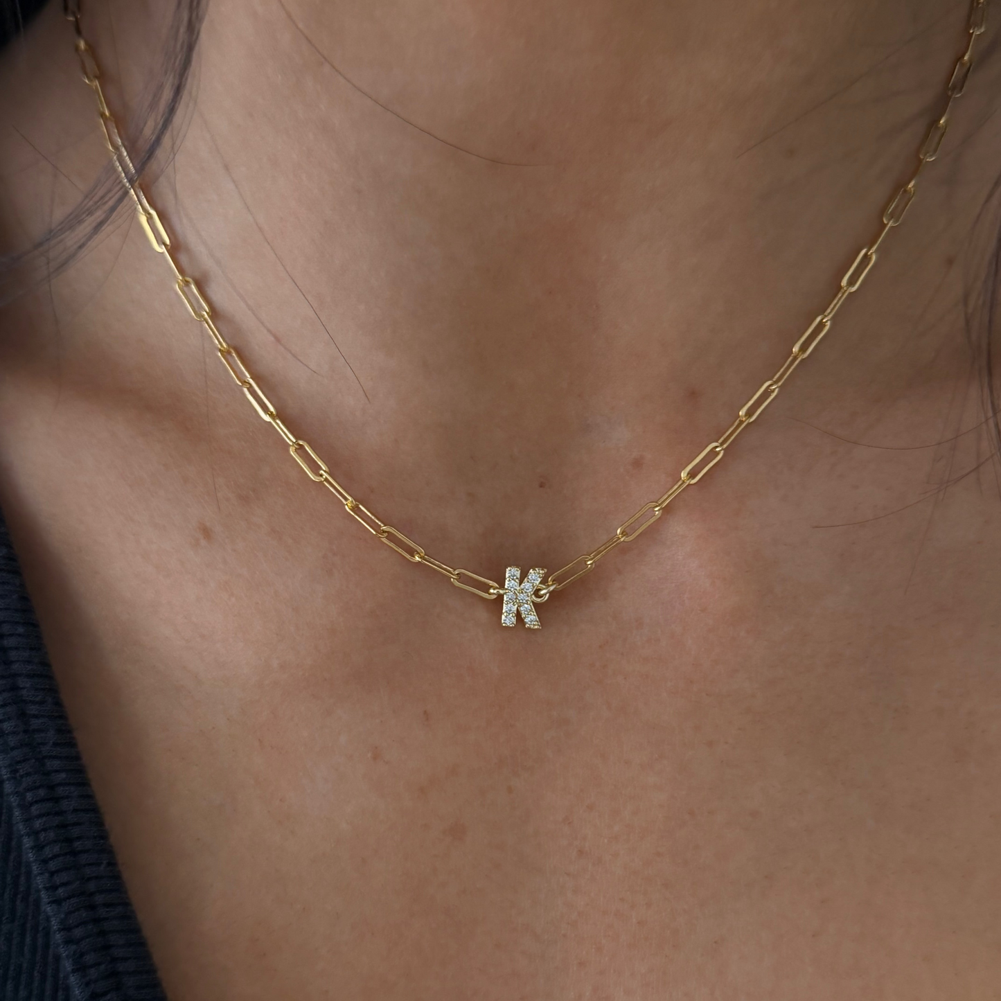 pavé initial necklace