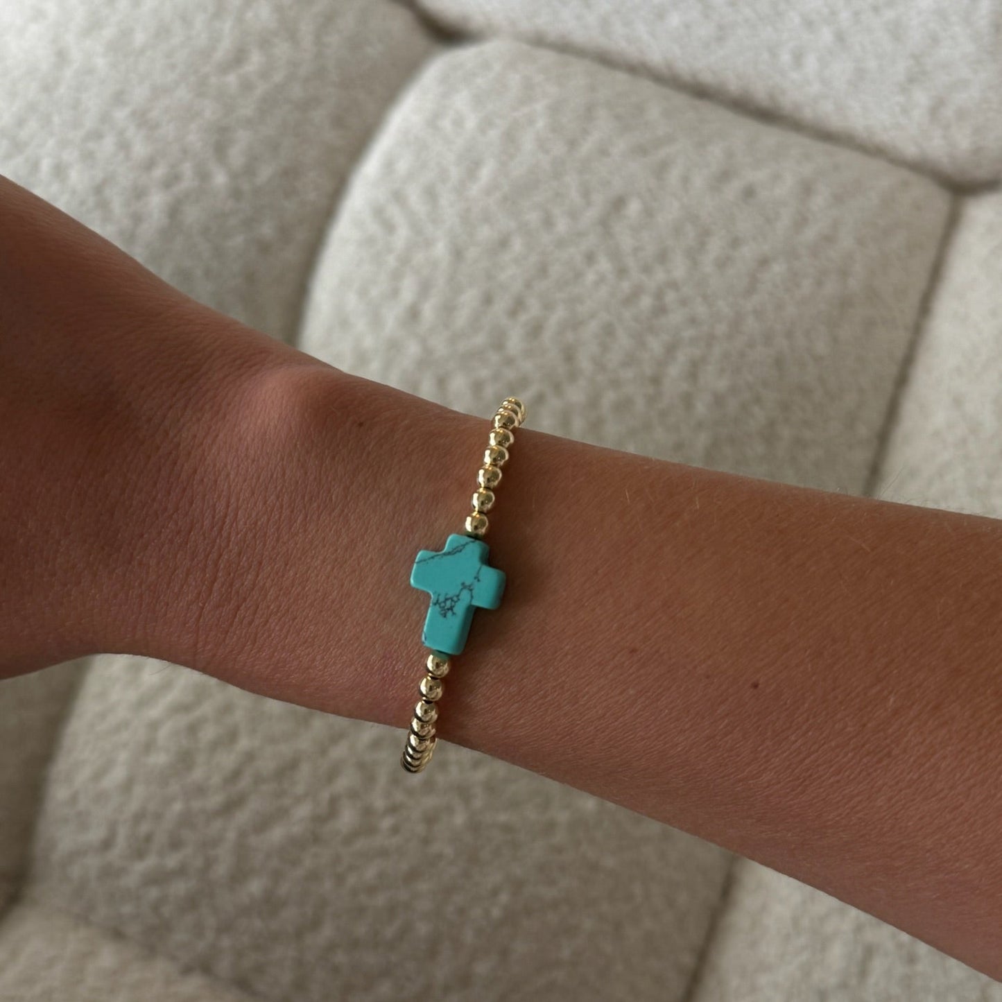 turquoise cross juno bead bracelet (4mm)