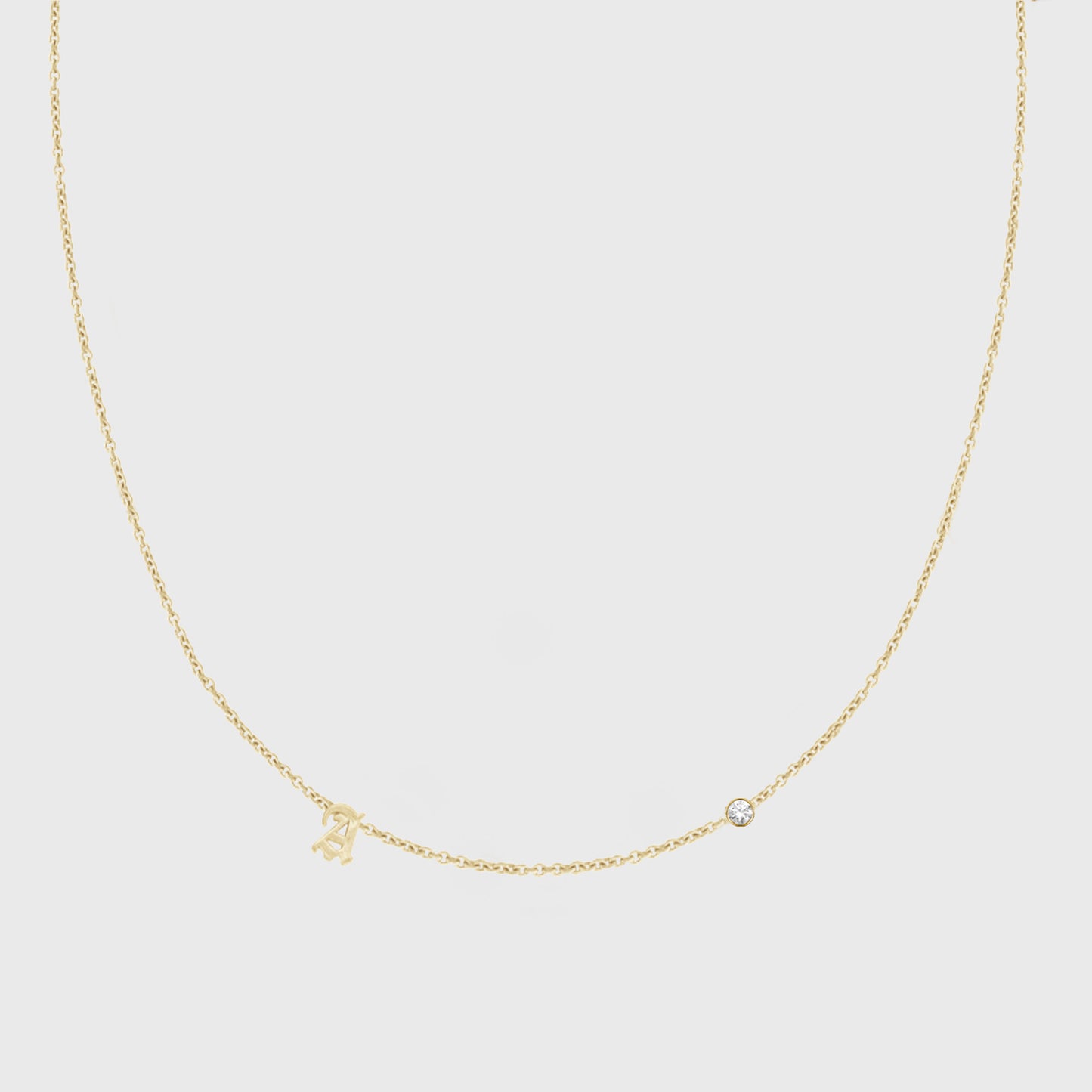 14k custom dainty old english initials necklace