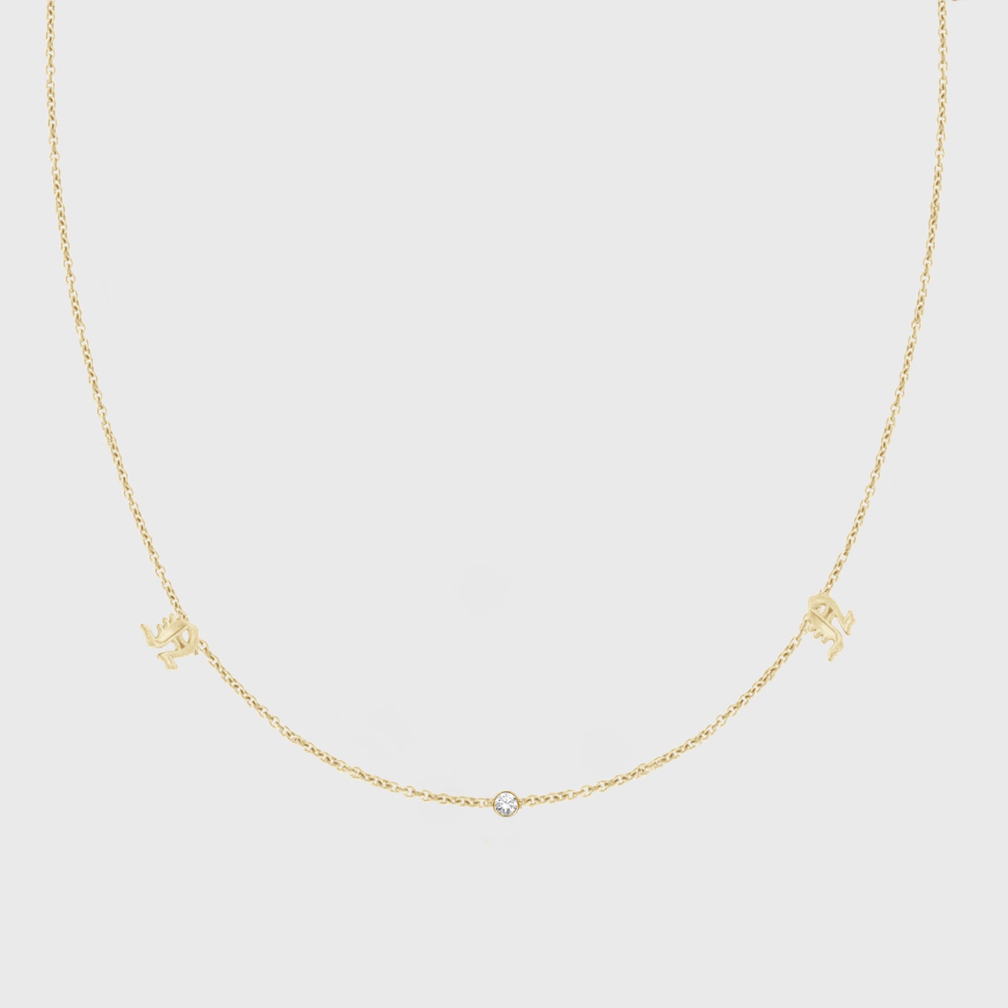 14k custom dainty old english initials necklace