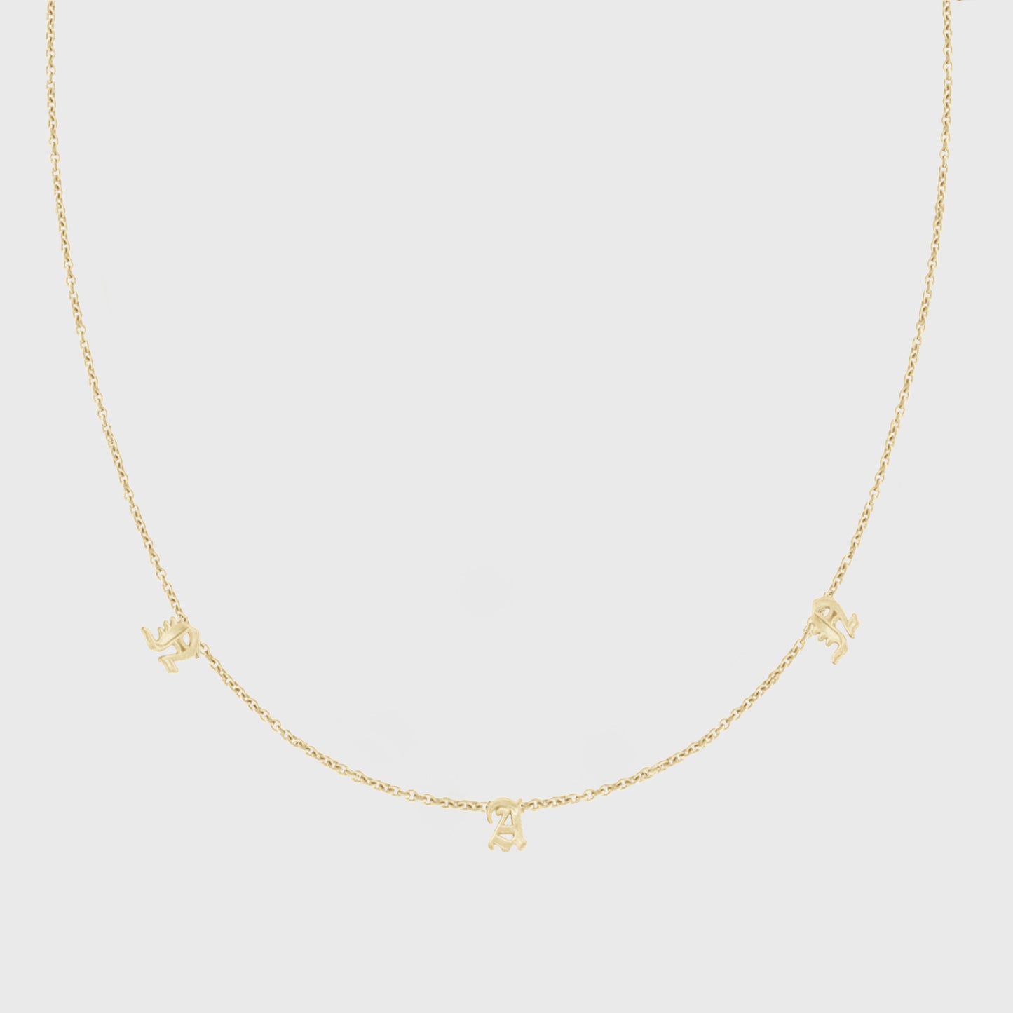 14k custom dainty old english initials necklace