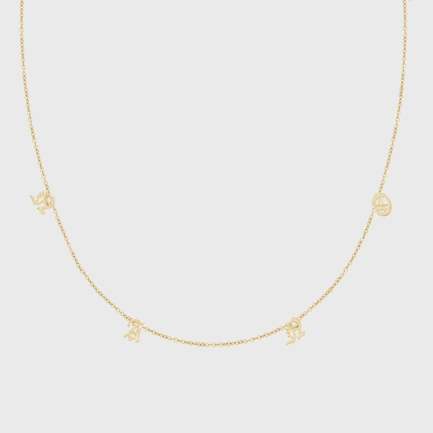 14k custom dainty old english initials necklace