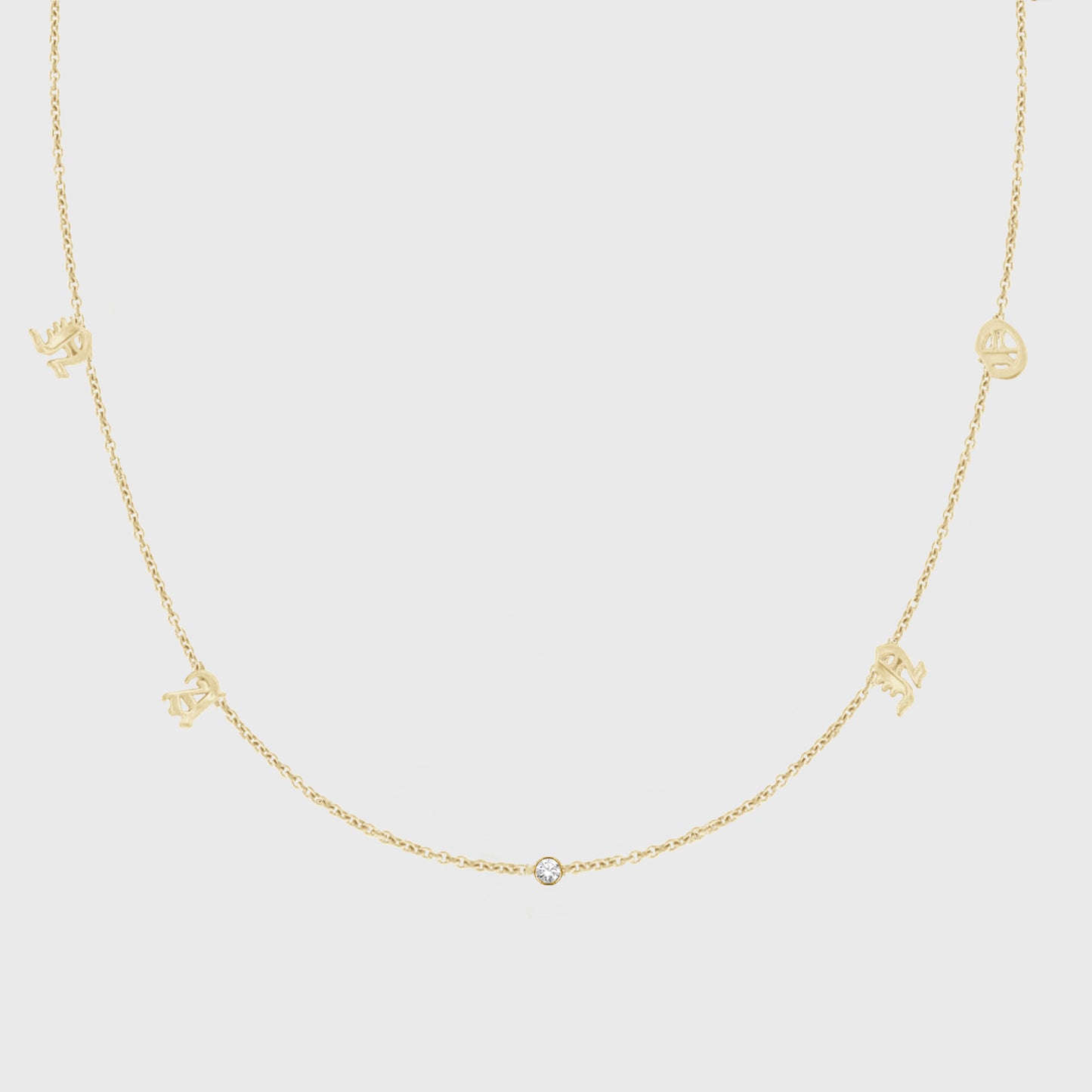 14k custom dainty old english initials necklace