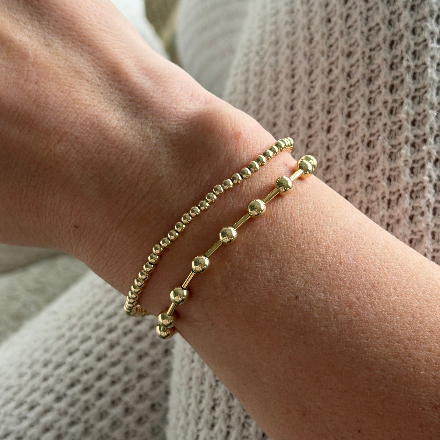 station + juno bead bracelet two stack (3+4mm)