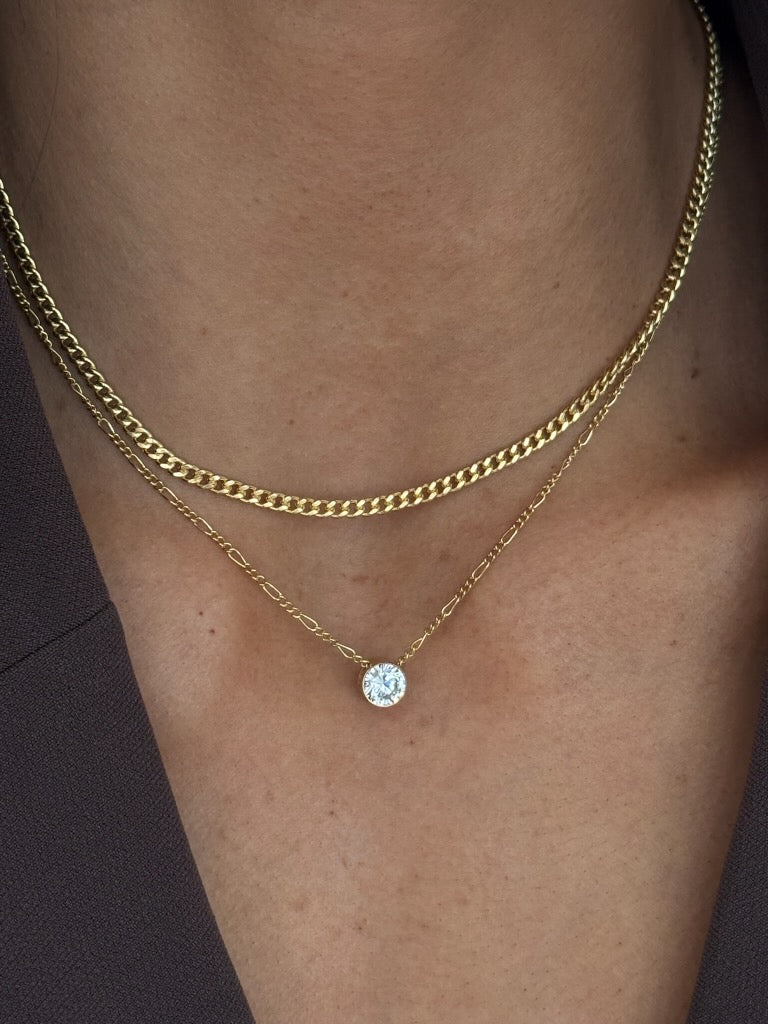 gothic bezel necklace + gabi curb choker layering set