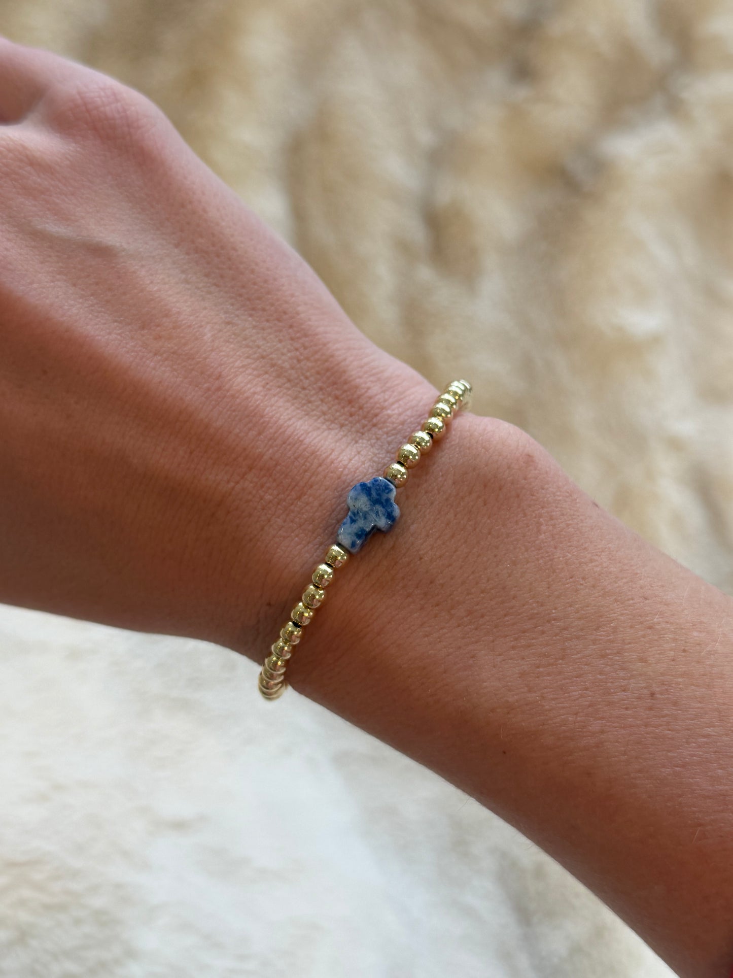 blue jasper cross juno bead bracelet (4mm)
