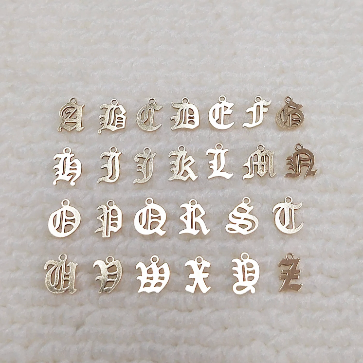 old english initial necklace