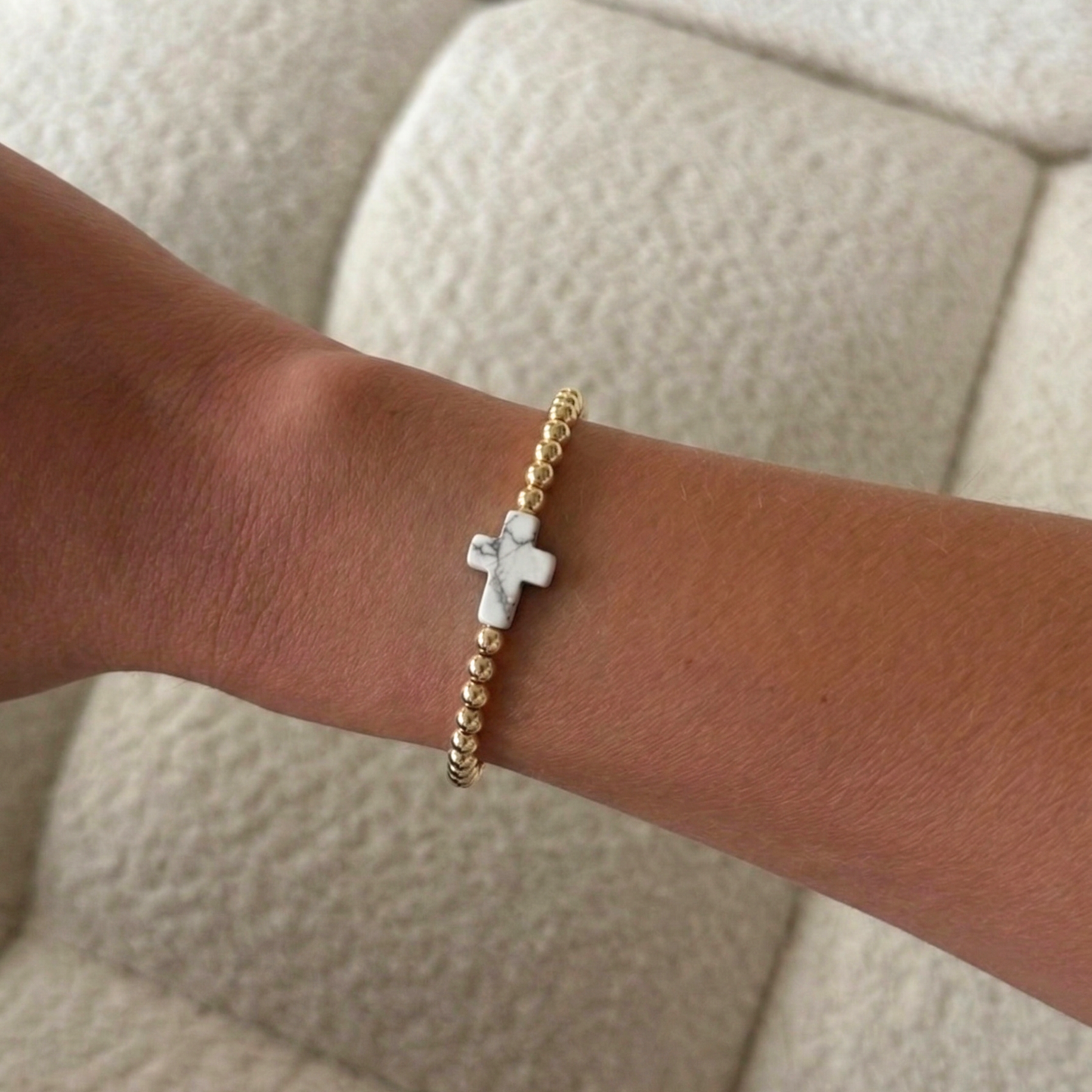 marble cross juno bead bracelet (4mm)