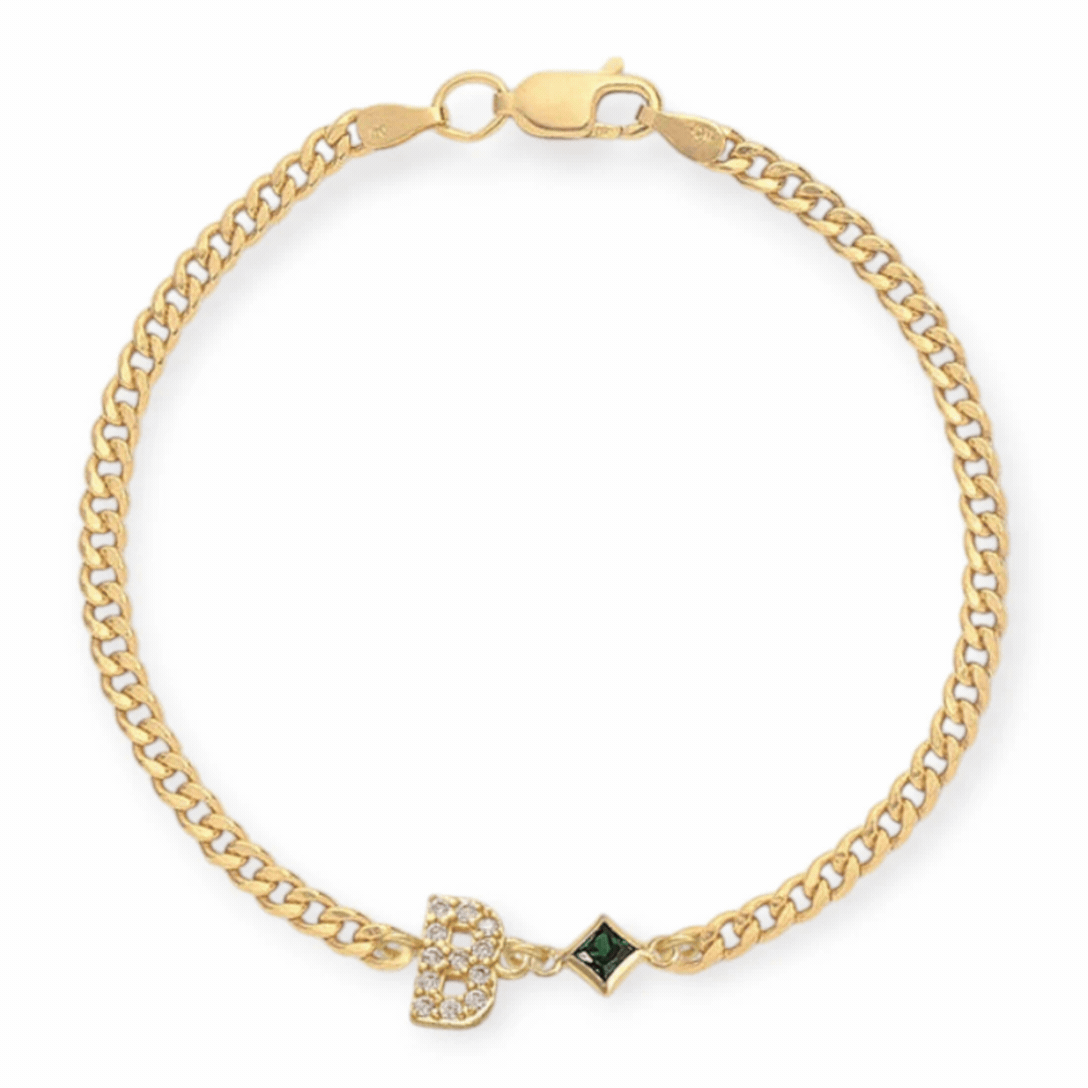pavé initial + birthstone bracelet