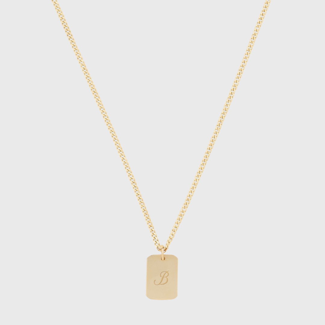 dog tag initial necklace