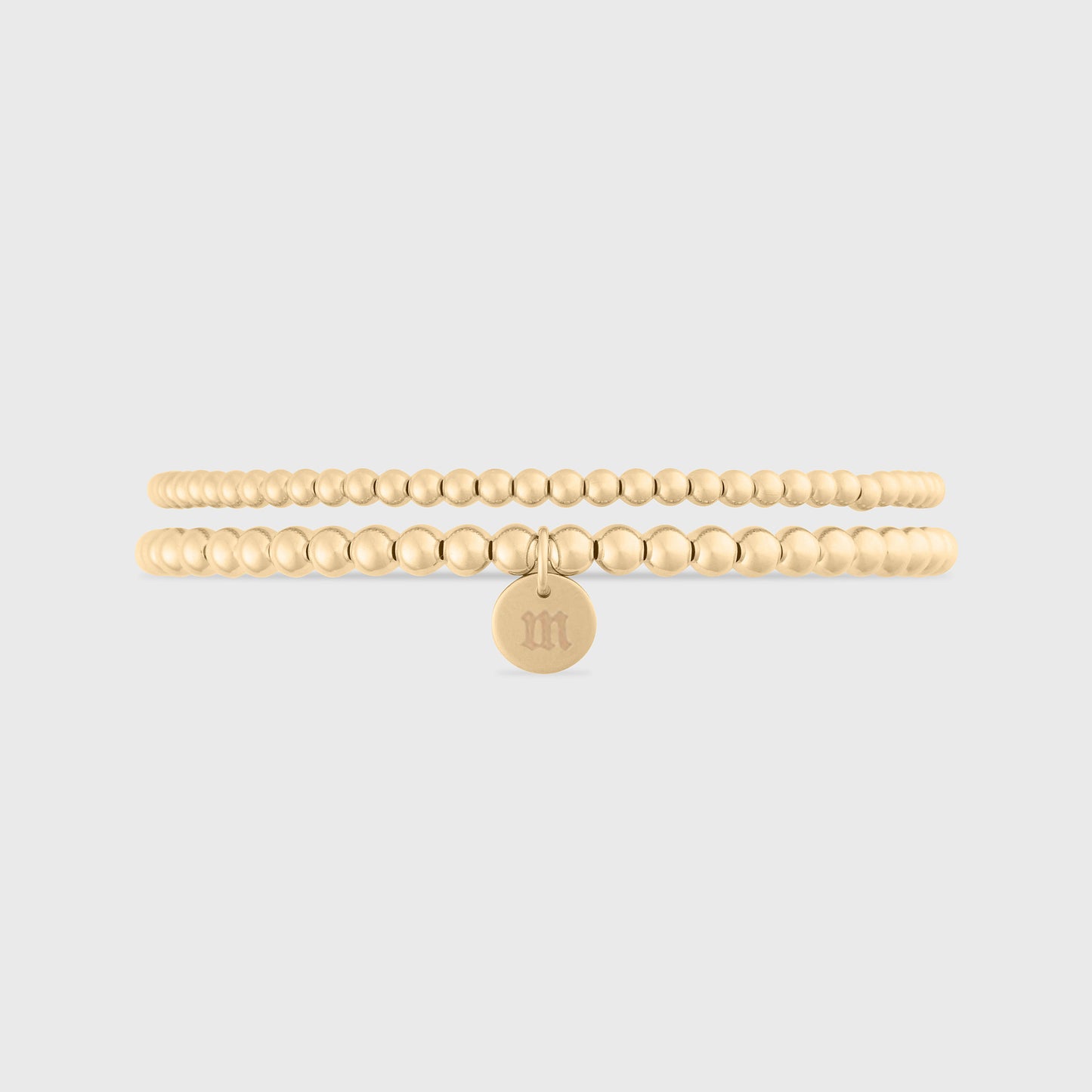 old english initial juno double bracelet stack (3+4mm)