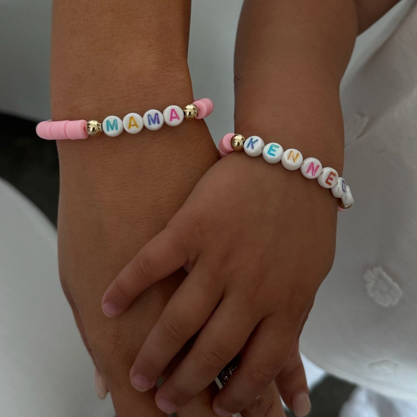 mommy + me custom pink bracelets