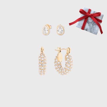 valentines bundle 💝 noel pavé mini hoops + juliette teardrop studs earring set + gift wrap