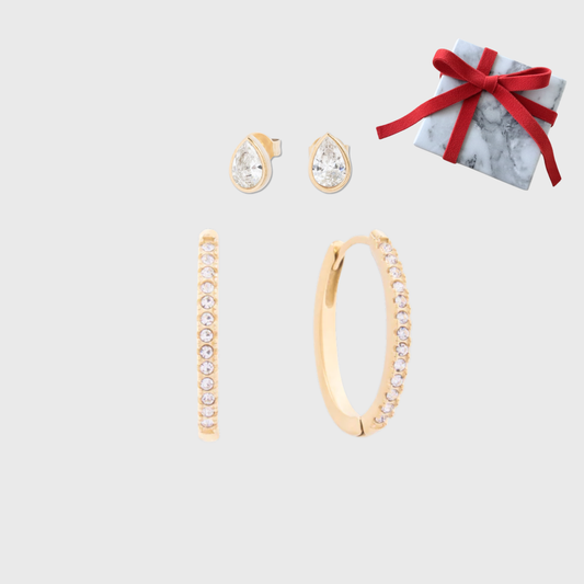 valentines bundle 💝 rocky oval hoops + juliette teardrop studs earring set + gift wrap