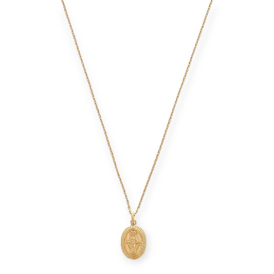 14k blessed mary necklace