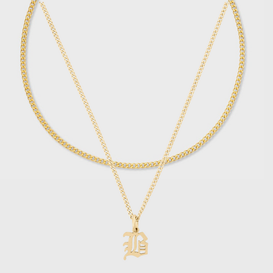 gabi choker + old english initial necklace layering set