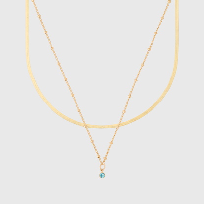 Gabi-Halsband + Geburtsstein-Halskette im Layering-Set