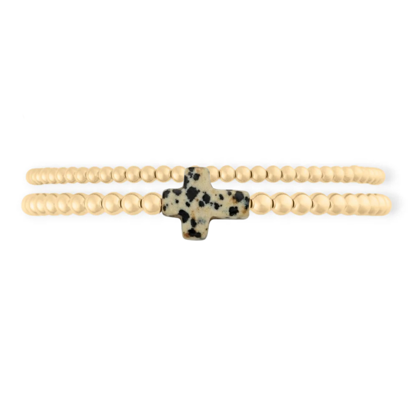 speckled cross juno bead bracelet double stack (3+4mm)