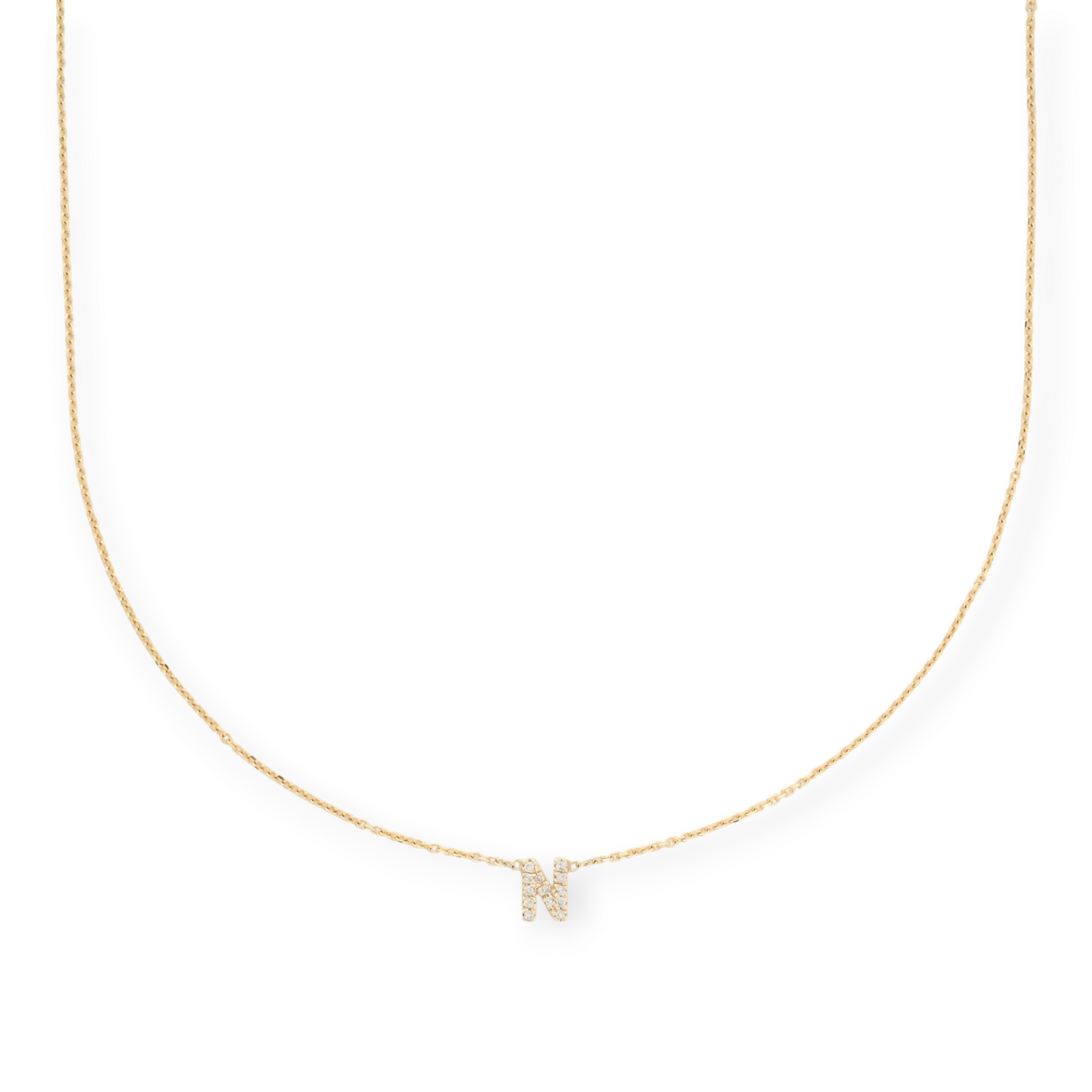 14k diamond initial necklace