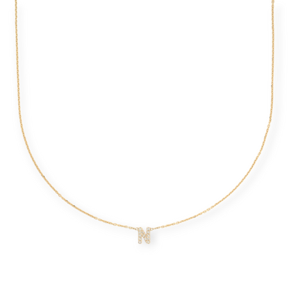 14k diamond initial necklace