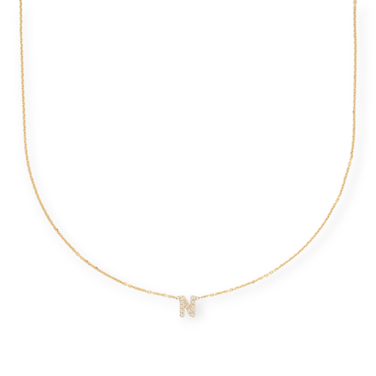 14k diamond initial necklace