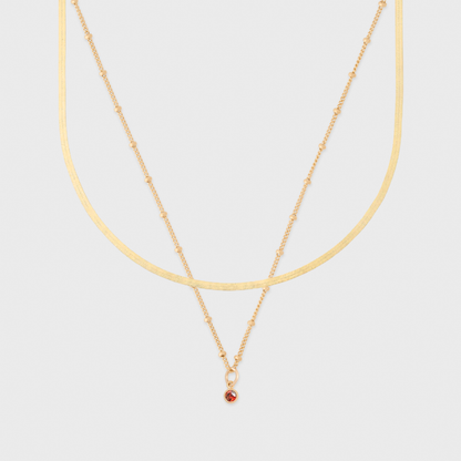 Gabi-Halsband + Geburtsstein-Halskette im Layering-Set