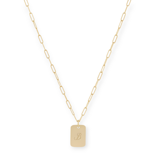 dog tag initial necklace