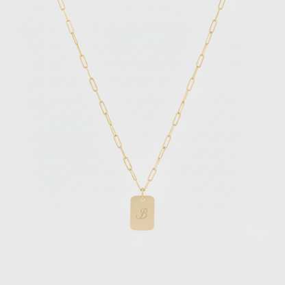 dog tag initial necklace