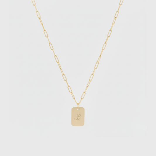dog tag initial necklace