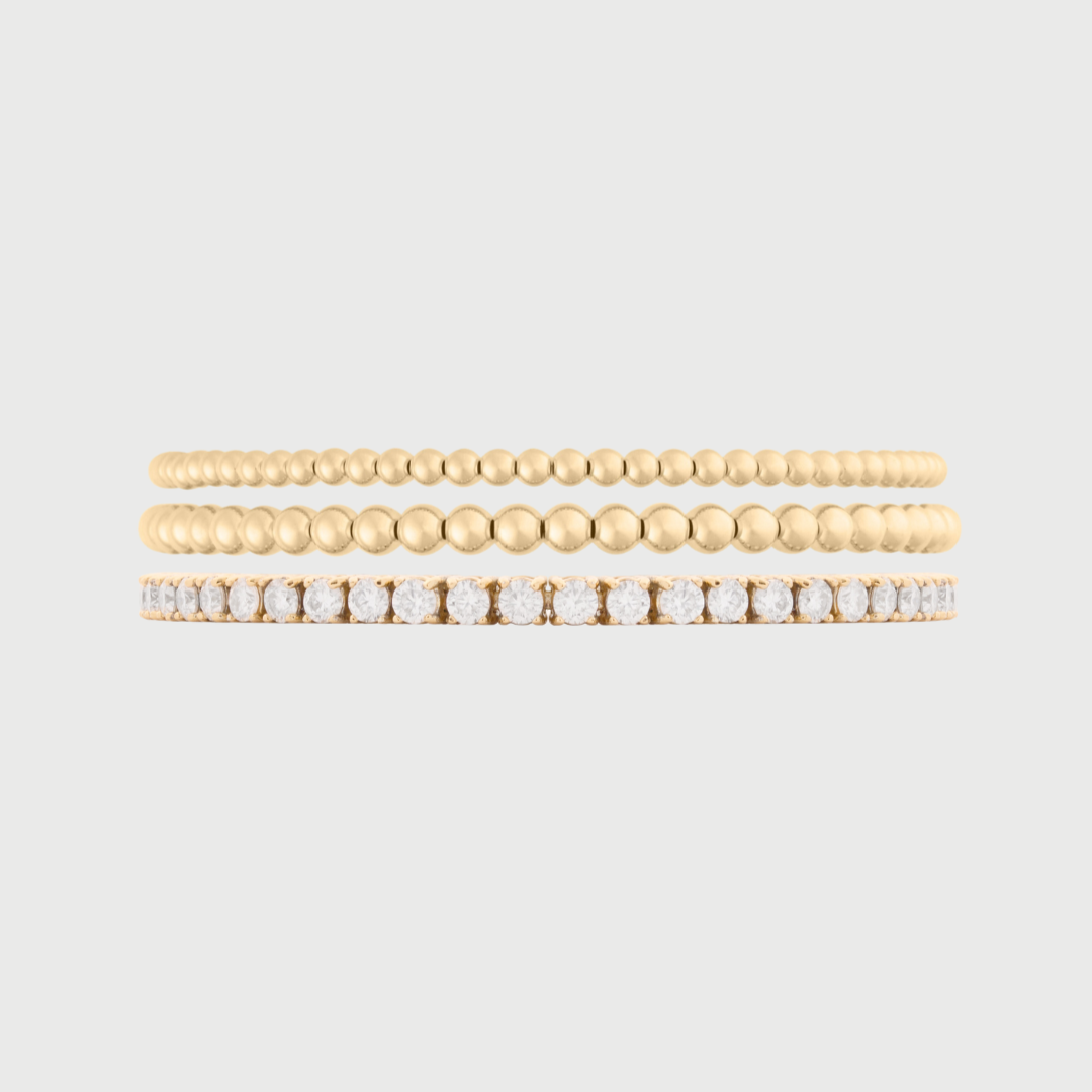 tennis + juno bead bracelet triple stack (3+3+4mm)
