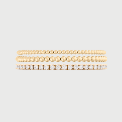 tennis + juno bead bracelet triple stack (3+3+4mm)
