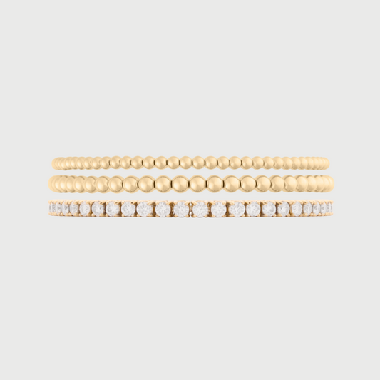 tennis + juno bead bracelet triple stack (3+3+4mm)