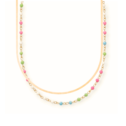 dainty herringbone + colorful dotted layering set