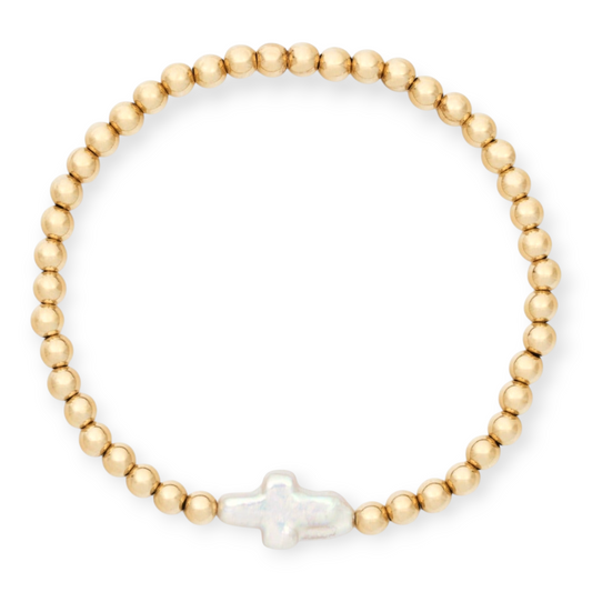 pearl cross juno bracelet (4mm)