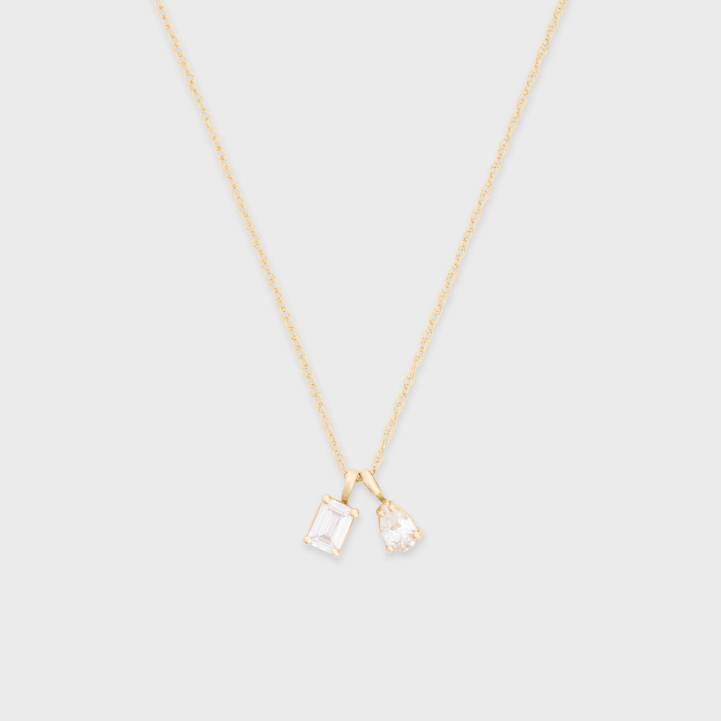 14k two stone necklace