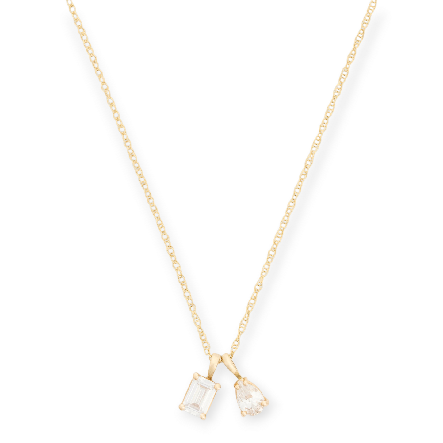 14k two stone necklace