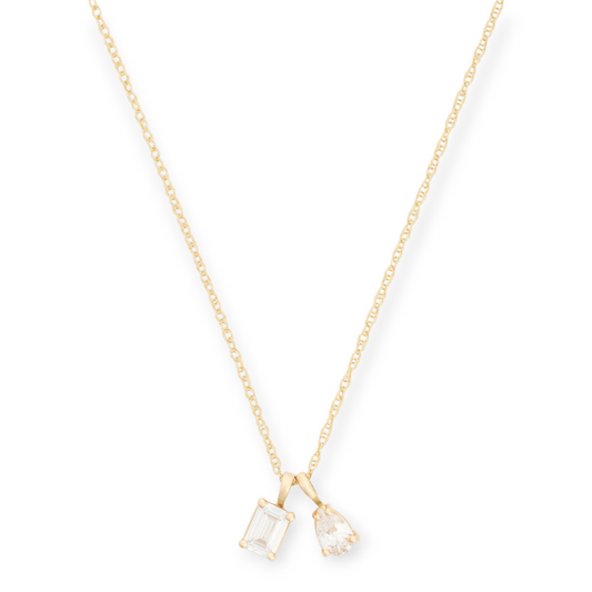 14k two stone necklace