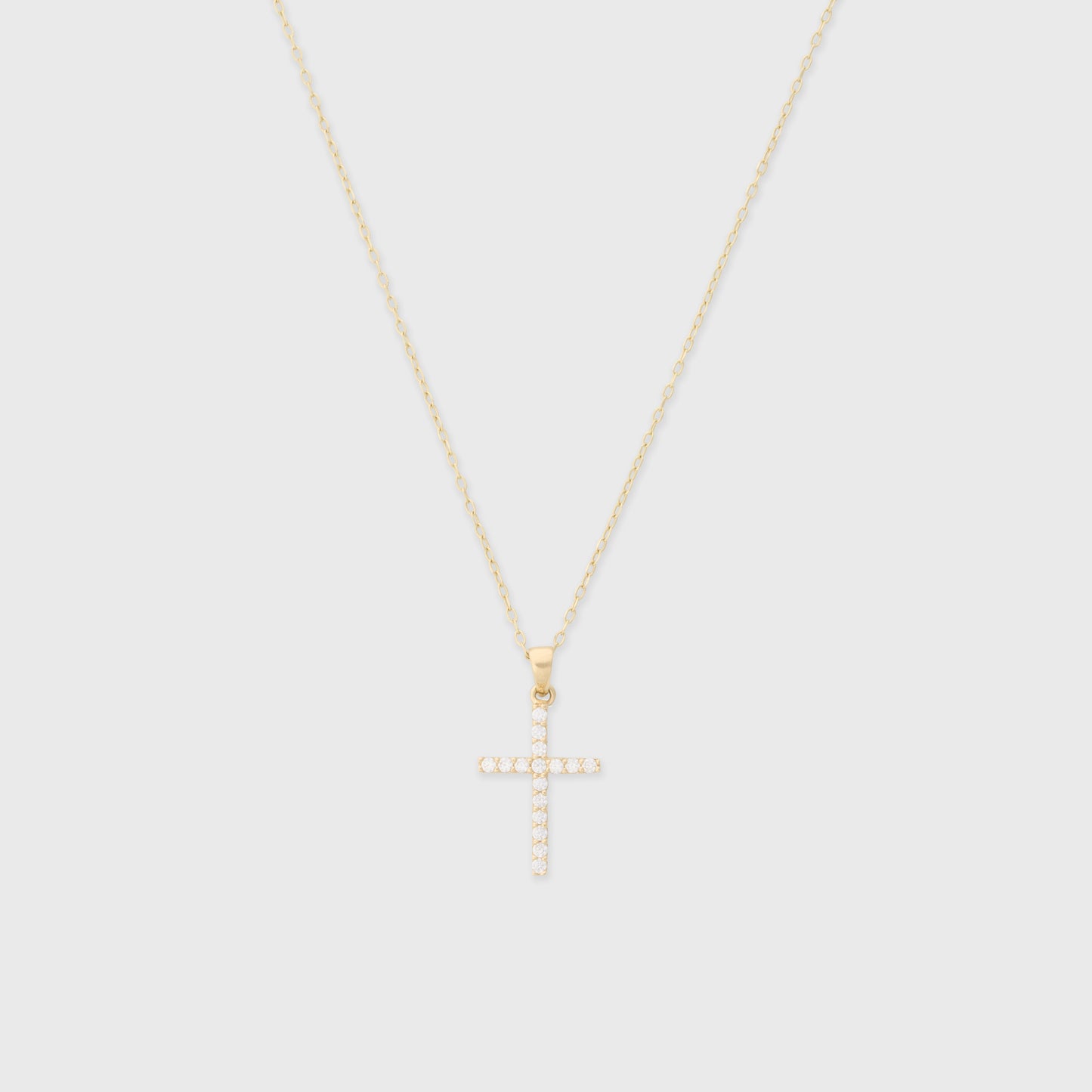 14k pavé cross necklace