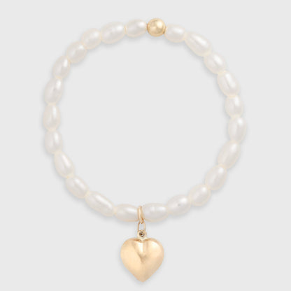 puffy heart pearl bracelet