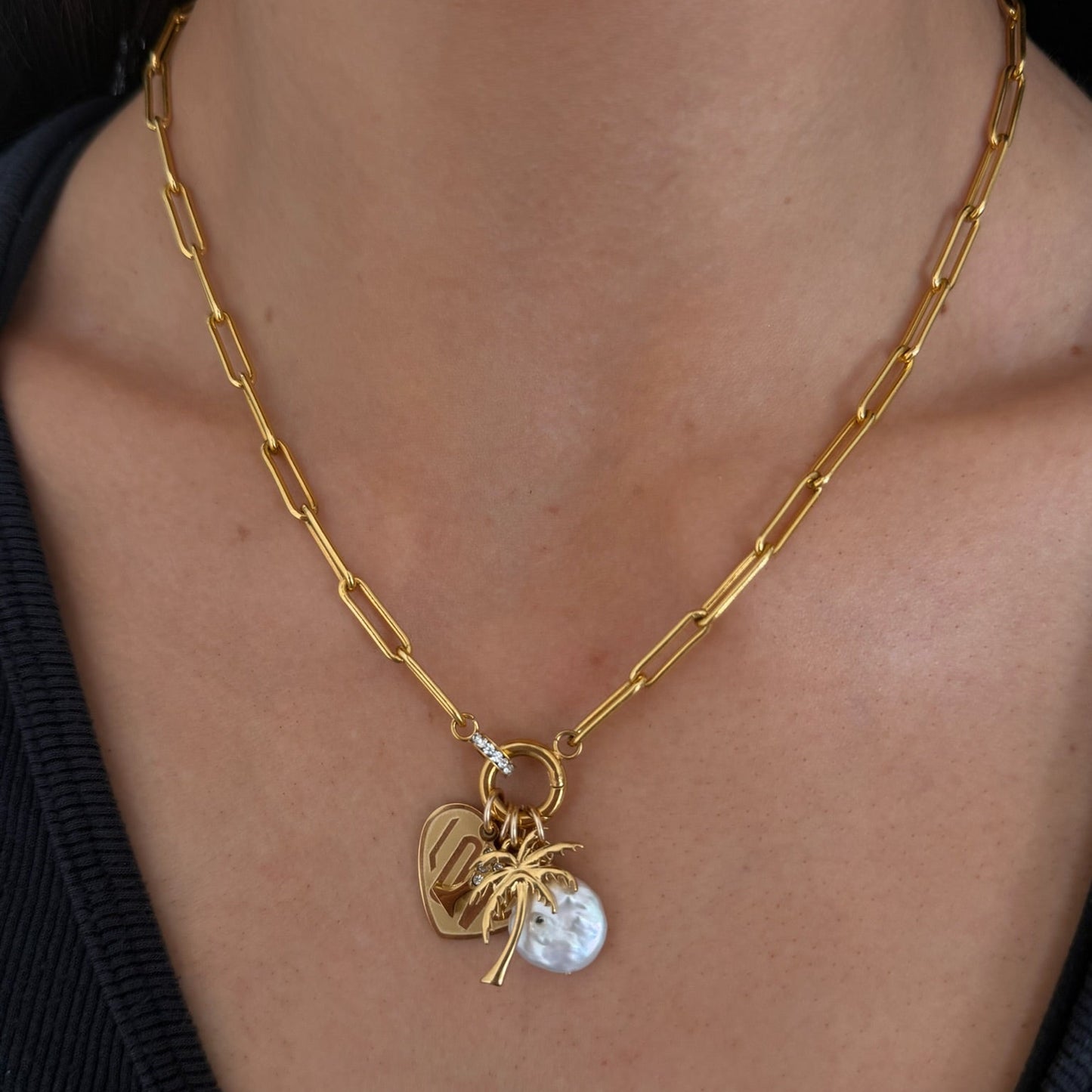 cuffed charm necklace